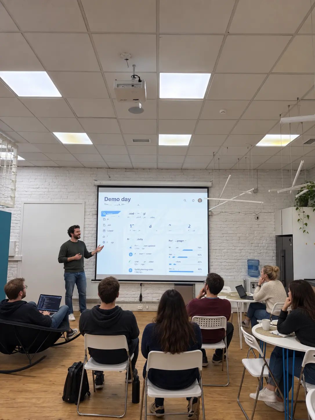 Talentbyte engineers presenting work to colleagues